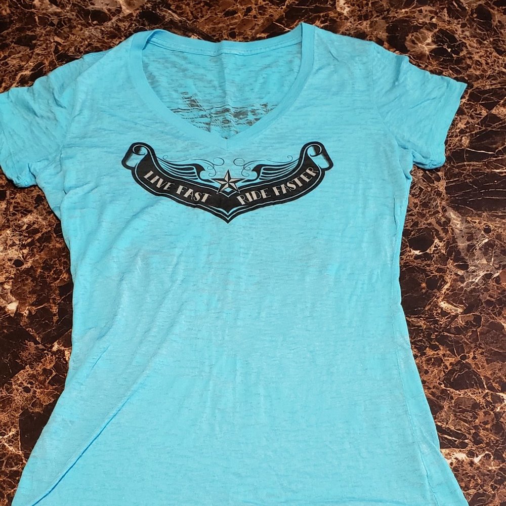 "Sick-Bitch" Blue V-Neck T-shirt